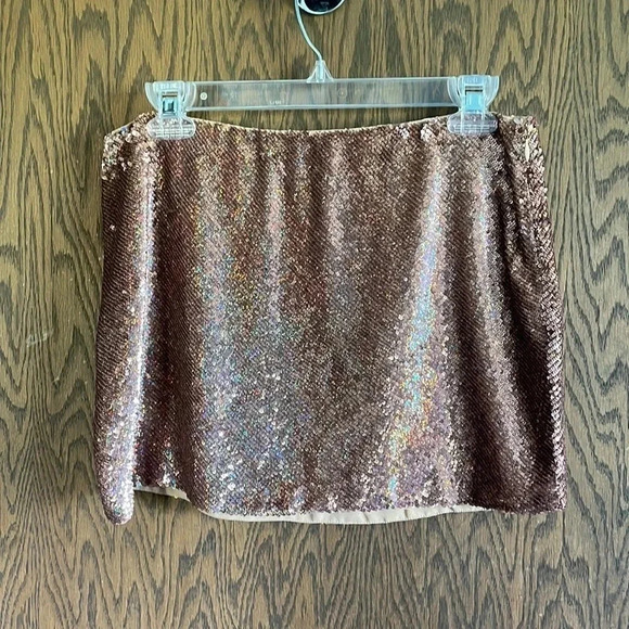 Haute‎ Hippie Gold Sequin Skirt M - Picture 1 of 5